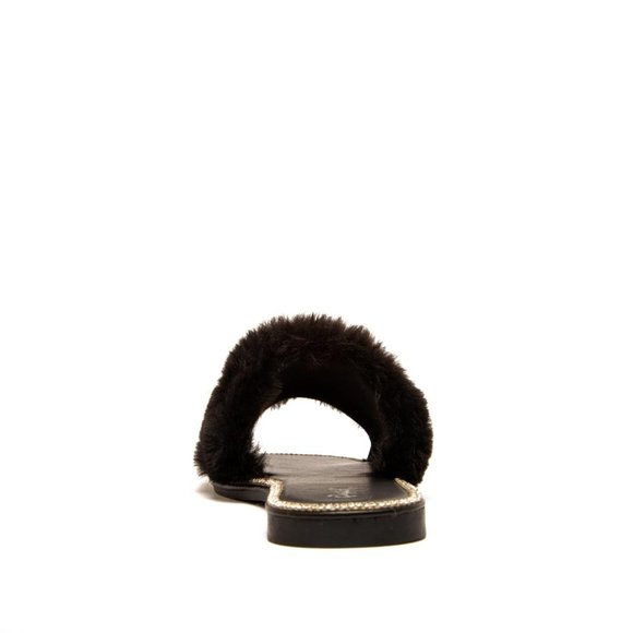 *SALE! Black Faux Fur Embellished Sandals - Picture 6 of 8